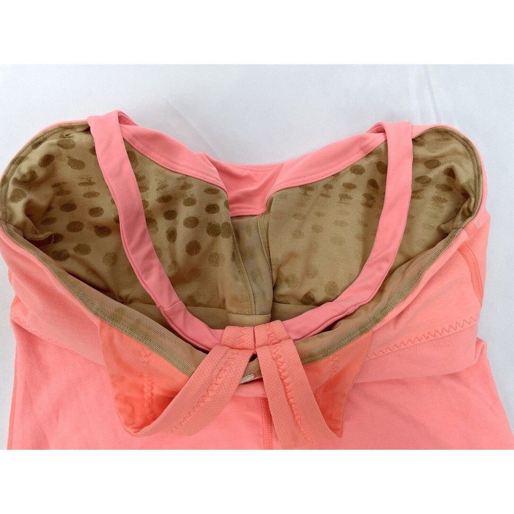 Lululemon Women Size 6 Athletic Top Padded‎ Shelf Bra Racerback Orange - Picture 5 of 7